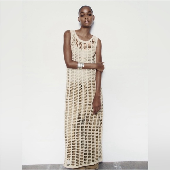 Zara Dresses & Skirts - Zara Crochet Knit Swim Cover Up